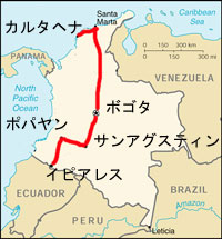 コロンビアの地図